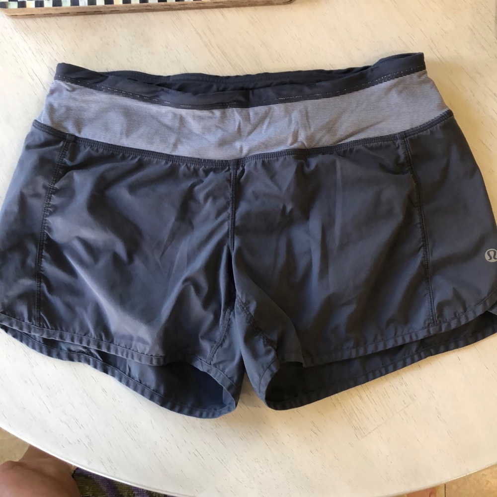 Lululemon gray shorts with liner, size 6.